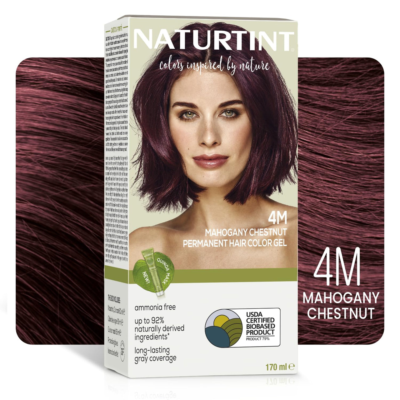 Naturtint Permanent Hair Colour Gel Mahogany Brown 4M | For Optimal Scalp Care | Long Lasting Hair Colour | Ammonia Free Vegan | No Parabens | Enriched with Olives & Organic Shea Butter