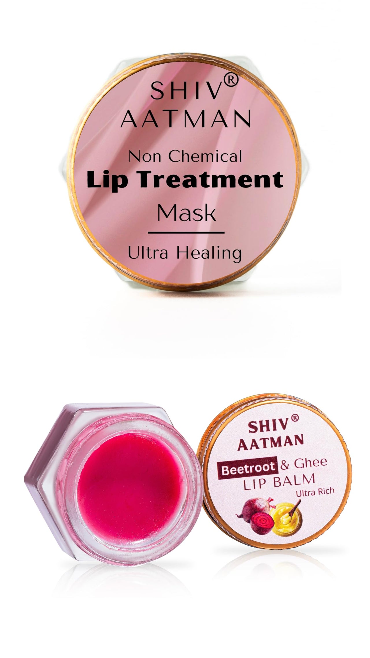 Shiv Aatman Lip Treatment Mask ( Non Chemical) for Baby Pink Lips. Reduces Pigmentation, Darkness, Roughness. Makes Lip Naturally Pink, Soft, Plump. 2 Products Free - Beetroot & Ghee Lip Butter & Face Brightening Face Wash. (12 gram)