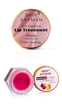 Shiv Aatman Lip Treatment Mask ( Non Chemical) for Baby Pink Lips. Reduces Pigmentation, Darkness, Roughness. Makes Lip Naturally Pink, Soft, Plump. 2 Products Free - Beetroot & Ghee Lip Butter & Face Brightening Face Wash. (12 gram)