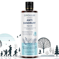 Singular Anti Dandruff Hair Oil for Men & Women - Pure & Natural Cold Pressed Hair oil for Dandruff and Hairfall for Scalp Microbiome Balance with Tea Tree, Peppermint & More Hair Oil - 200 ml