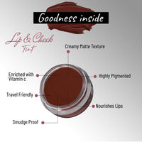 Seven Seas Lips & Cheek Tint Combo Pack of 2 | Matte Natural Blush for Women | Lip Tint with Vitamin E | Nourishing Cheek Tint (Maroon)