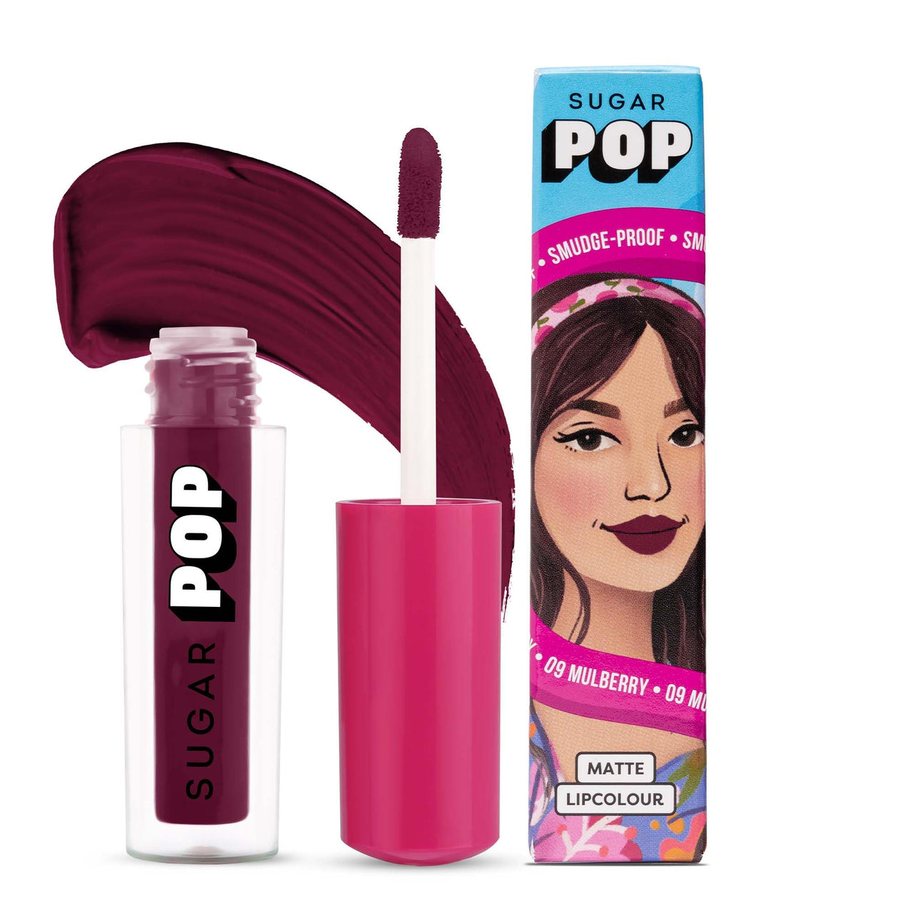SUGAR POP Matte Lipcolour | Lasts Upto 8 hrs | Pink Lipstick for Women | Vitamin E Infused | Non-Drying, Smudge Proof, Long Lasting | 1.6ml - 09 Mulberry