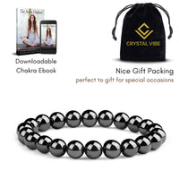 Crystal Vibe 8mm Hematite Bracelet - Elastic Adjustable Crystal Bracelet for Spiritual Healing, Positive Energy – Beaded Bracelet for men women