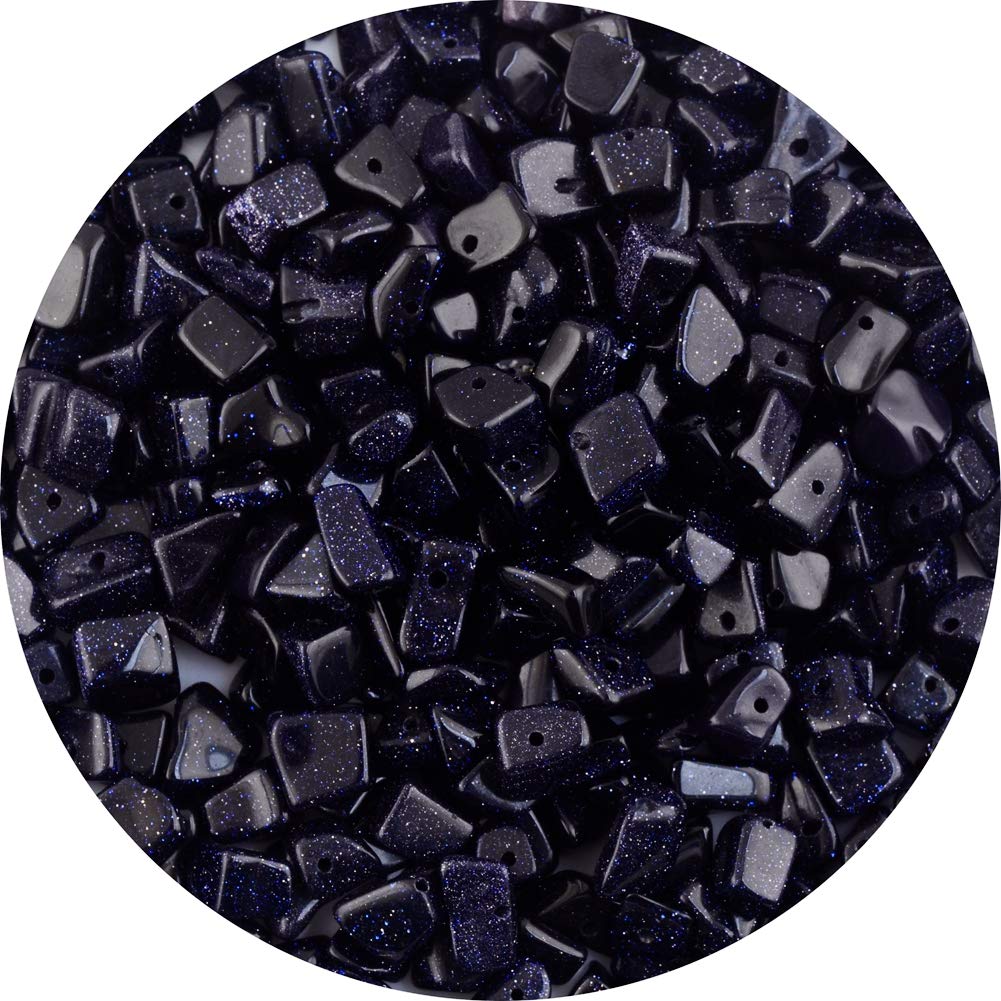 Natural Chip Stone Beads Blue Sandstone 5-8mm About 400 Pieces Irregular Gemstones Healing Crystal Loose Rocks Bead Hole Drilled DIY for Bracelet Jewelry Making Crafting (5-8mm, Blue Sandstone)