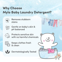 Mylo Baby Detergent Liquid For Clothes 1 Litre | Anti - Bacterial | No Harmful Chemicals, No Allergens & No Artificial Colours