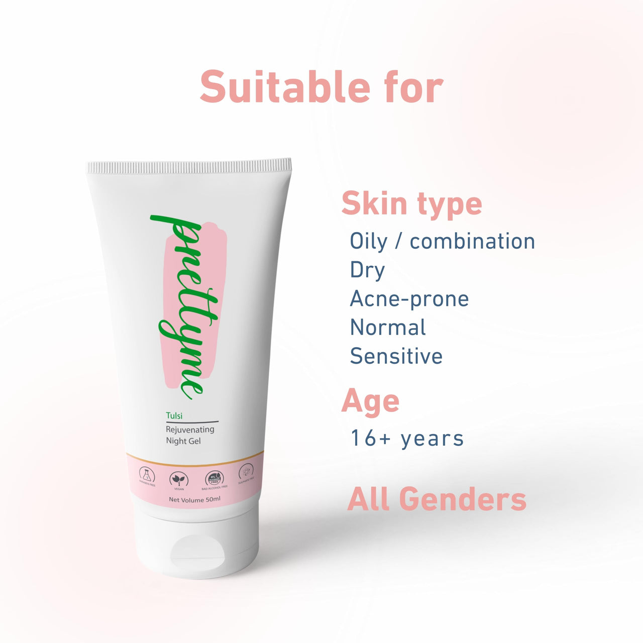 Prettyme Tulsi Rejuvenating Night Cream With Saffron - 30ml | Reduces Tan, Dark Spots & Pigmentation | Face Moisturizer For Women/Men Glowing Skin | Anti Ageing, Skin Repair & Barrier Protection