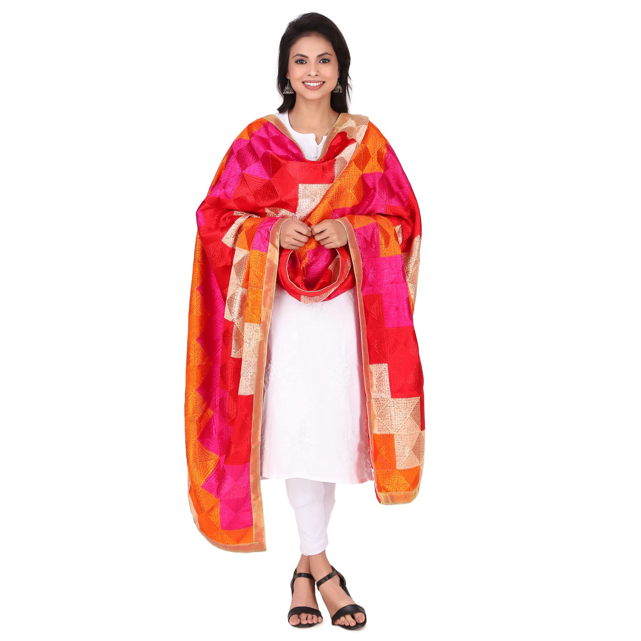 Traditions Bazaar Women's  Embroidered Chiffon Dupatta
