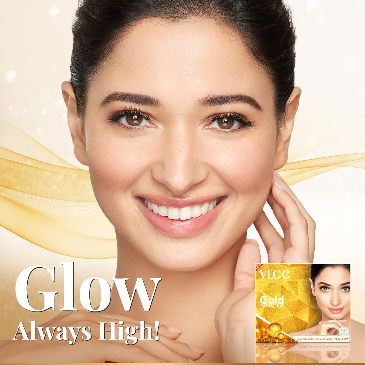 VLCC Gold Facial Kit, Bright & Glowing Skin - 60g X 2 (Pack of 2) | Pamper your Skin for a Luminous Glow | Parlour Glow with 24K Gold Bhasma, Rose Extracts, Turmeric & Aloe Vera.