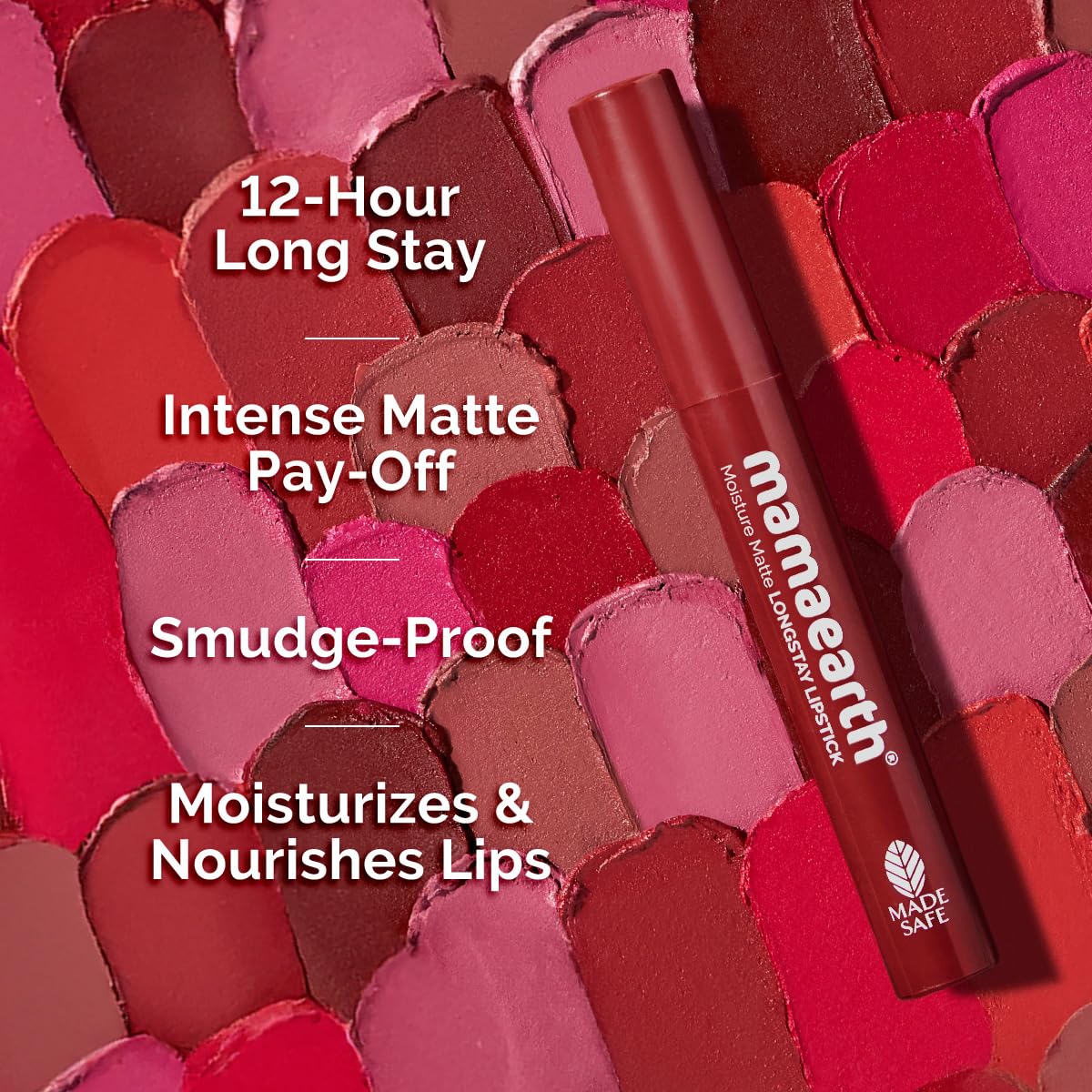Mamaearth Moisture Matte Longstay Lipstick With Avocado Oil & Vitamin E For 12 Hour Long Stay - 11 Cherry Punch -2 G