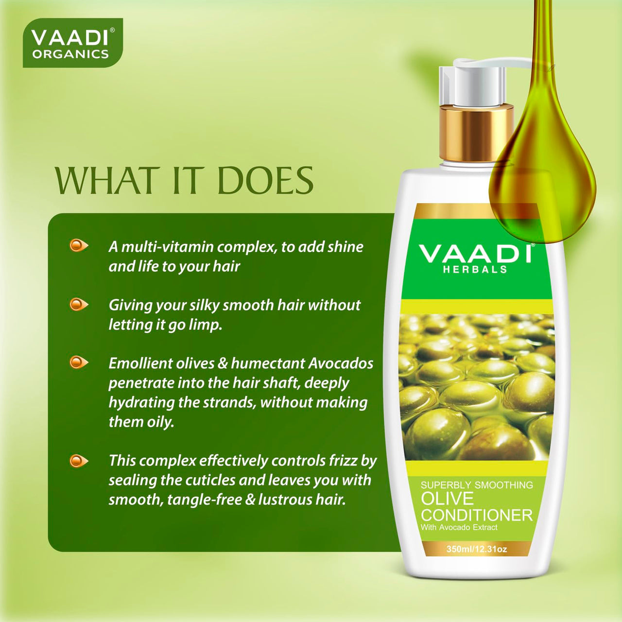Vaadi Herbals Amla Shikakai Hair Fall and Damage Control Shampoo, 350ml with Olive Conditioner, 350ml