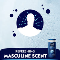 NIVEA Men Body Wash, Cool Kick with Refreshing Icy Menthol, Shower Gel for Body, Face & Hair, 250 ml