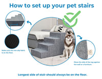 Best Pet Supplies Foldable Pet Stairs Cover for Foam Dog Ramps, Replacement Slip with Non-Slip Step Surface, Plush and Soft Fabric, Provides Paw Traction and Stability - Gray Lattice, 4-Step