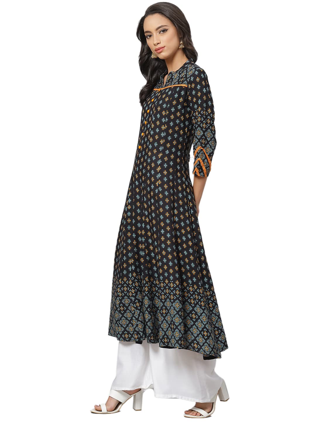 Yash Gallery Women's  Rayon Floral Printed Anarkali Kurta for Women