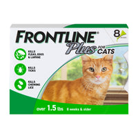 FRONTLINE Plus Flea and Tick Treatment for Cats Over 1.5 lbs., 8 Treatments 8 Count