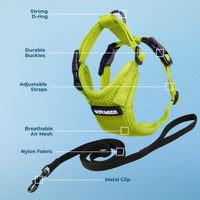 Voyager Step-in Lock Cat Harness w Reflective Cat Leash Combo Set with Neoprene Handle 5ft - Supports Small, Medium and Large Breed Cats by Best Pet Supplies - Lime Green, XXXS Harness Leash Set (Lime Green) XXXS (Chest: 10.5 - 13