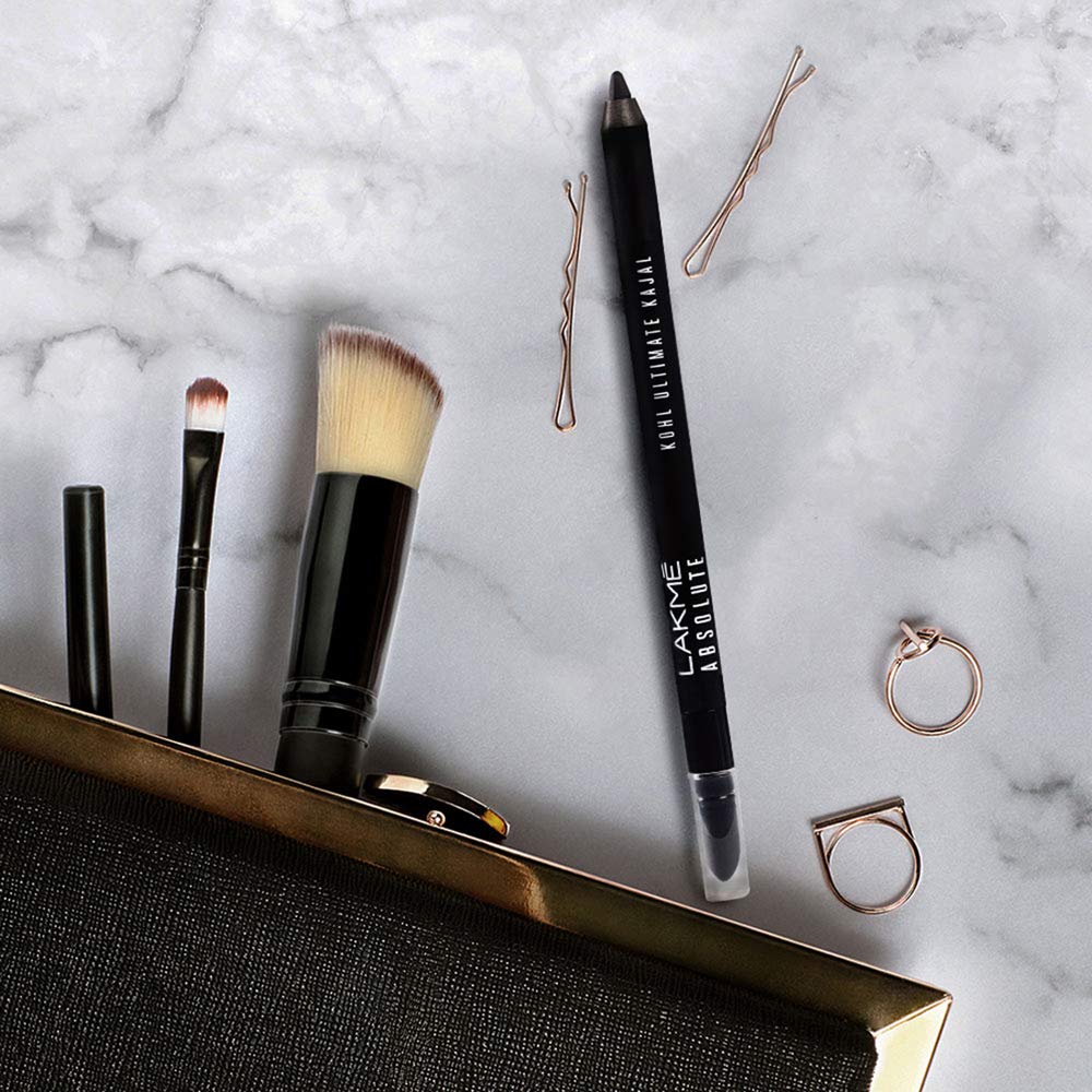 Lakmé Absolute Ultimate Opaque Kohl Kajal Pencil, Black, Water Resistant, Lasts Upto 16 Hrs, 1.2 G
