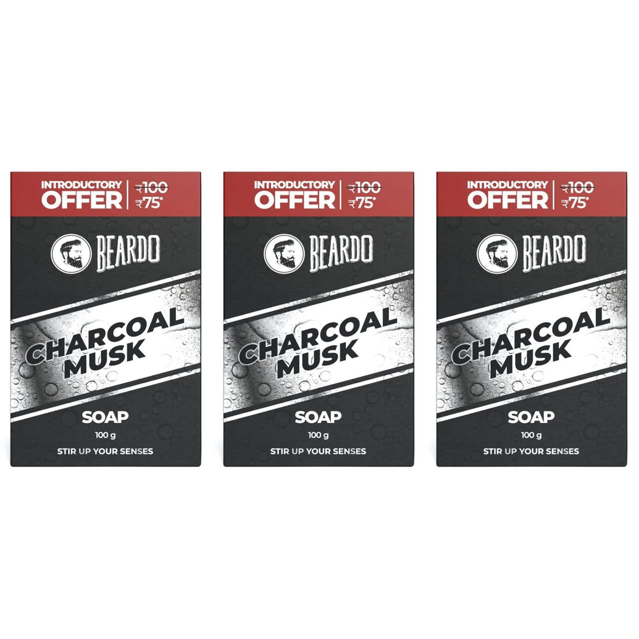 Beardo Activated Charcoal Musk Soap for Men, 100g x 3 | With Activated Charcoal | Deep Cleansing, Anti-Pollution | Refreshing | Removes Impurities