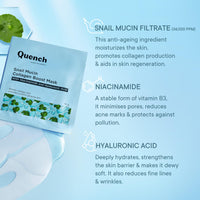 Quench Snail Mucin Collagen Boost Mask with Niacinamide & Hyaluronic Acid for Glass Skin within 4 Hours | Korean Bio-Collagen Overnight Mask for Deep Hydration | Reduces Pigmentation, Wrinkles & Fine Lines (45g, 1 Piece)