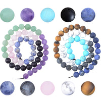 Massive Beads 80PCS 10MM Natural Crystal Beads Matte Mixed Stones Gemstone Round Loose Energy Healing Beads with Free Crystal Stretch Cord for Jewelry Making (Matte Mixed Stones, 10MM)