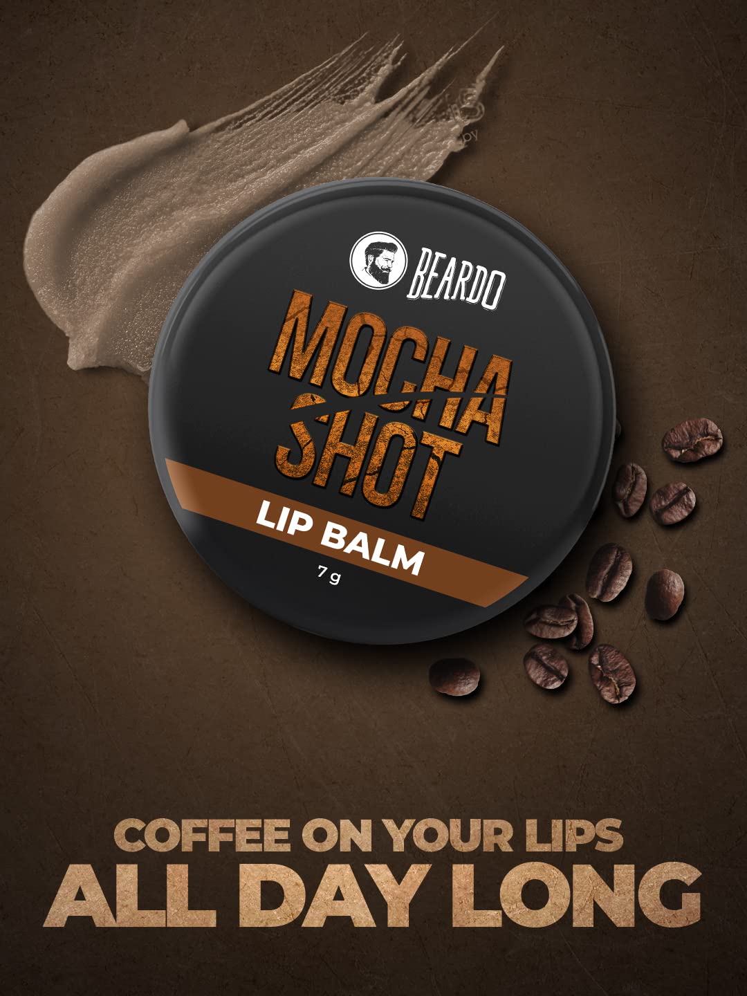 BEARDO Mocha Shot Lip Balm | Non Tinted Lip Balm For Men | For Soft Kissable Lips | Lip Care For Dry, Chapped & Cracked Lips | 7G, Brown