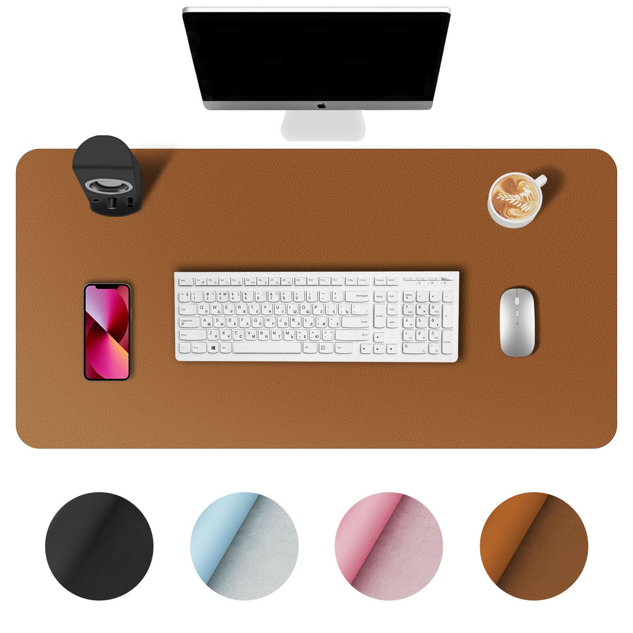 Desk Pad,Large Mouse Pad, Non-Slip PU Leathers Writing Pad,Desktop Protection Pad,Computer Desk Pad, Waterproof Table Mat, Desk Mat for Office and Home Writing (Brown;23.6"x 13.7") Brown 23.6"x 13.7"