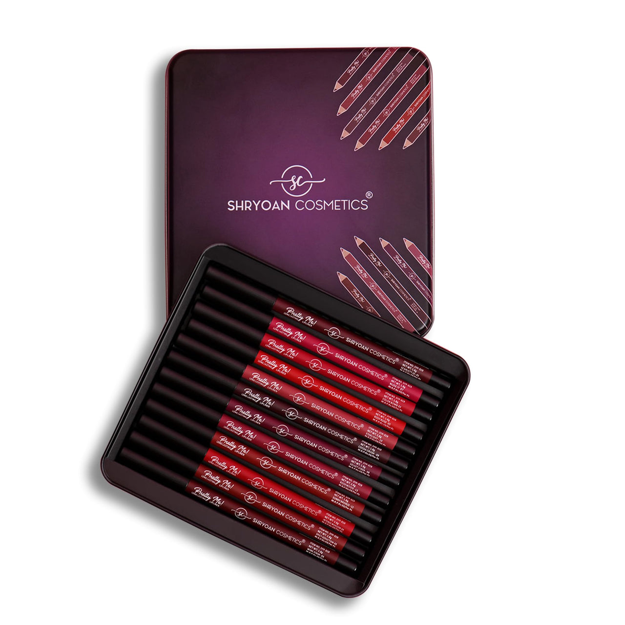 Shryoan Matt Lip Liner | Set of 12 | Long-lasting |Matte Finish | Non-drying, 19.2gm