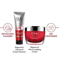 Olay Regenerist Giftpack - Day Cream 50g + Cleanser 100g | Hydrated, Plump, Bouncy Skin | With Hyaluronic Acid, Niacinamide and Peptides | Normal, Oily, Dry, Combination Skin | Pack of 2