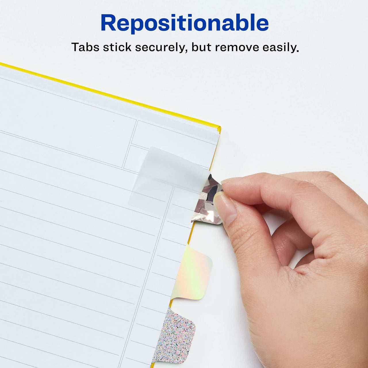 Avery Ultra Tabs Luxe Collection, 1" x 1.5" Mini Tabs, Holographic Iridescent Designs, 32 Repositionable Page Tabs (74178)