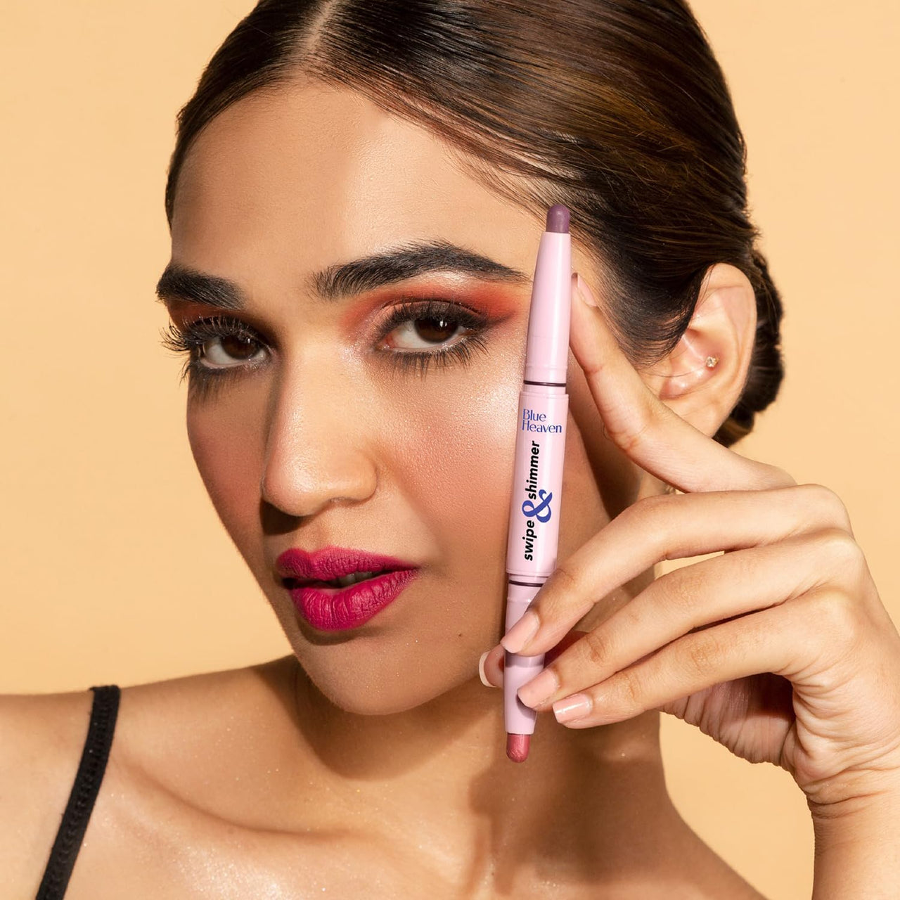 Blue Heaven Swipe & Shimmer Eye Shadow infused with Primer, Smudge Proof, Eye Shadow Stick Dual ended - Romanticism, 2.2g