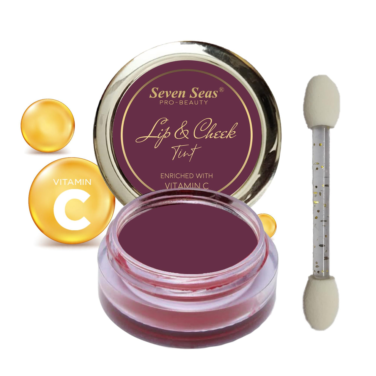 Seven Seas Lips & Cheek Tint Combo Pack of 2 | Matte Natural Blush for Women | Lip Tint with Vitamin E | Nourishing Cheek Tint (Wine Berry)