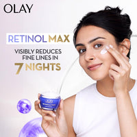 Olay Retinol24 Max Night Cream l Visibly Reduces Fine Lines in 7 Nights | Max Repair, Max Hydration l No Redness or Irritation | Fragrance Free l Normal, Oily, Dry and Combination Skin l 50g