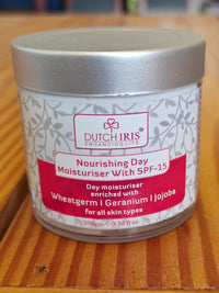 Dutch Iris Nourishing Day Moisturiser with SPF-15 | Wheatgerm, Geranium & Jojoba Extracts | Broad Spectrum Protection | Lightweight & Non-Greasy | For All Skin Types | For Women & Men (Unisex) | 100gms