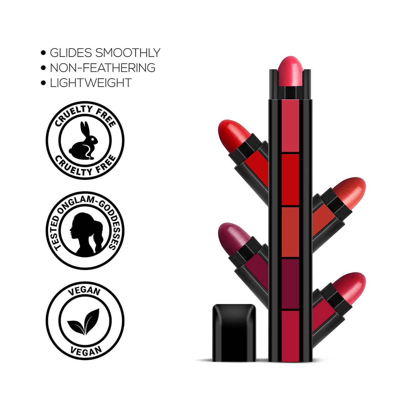 RENEE Fab 5 Matte Finish 5 in 1 Lipstick 7.5g & See Me Shine Lip Gloss For All Skin Tone, Enriched with Jojoba Oil, Non Sticky, Hydrating, Easy Glide Formula, Pink Pow-Wow 2.5ml
