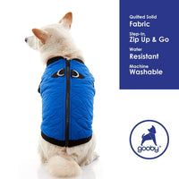 Gooby Fashion Vest Dog Jacket - Blue, X-Large - Warm Zip Up Dog Bomber Vest with Dual D Ring Leash - Winter Water Resistant Small Dog Sweater - Dog Clothes for Small Dogs Boy or Medium Dogs X-Large chest (~20.5