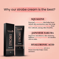 ellasio Strobe Cream - Blush Pink | Face Illuminator & Primer with Hyaluronic Acid, Squalene & Japanese Sakura | Dewy Glow, Hydration, Non-Comedogenic for All Skin Types - 30g