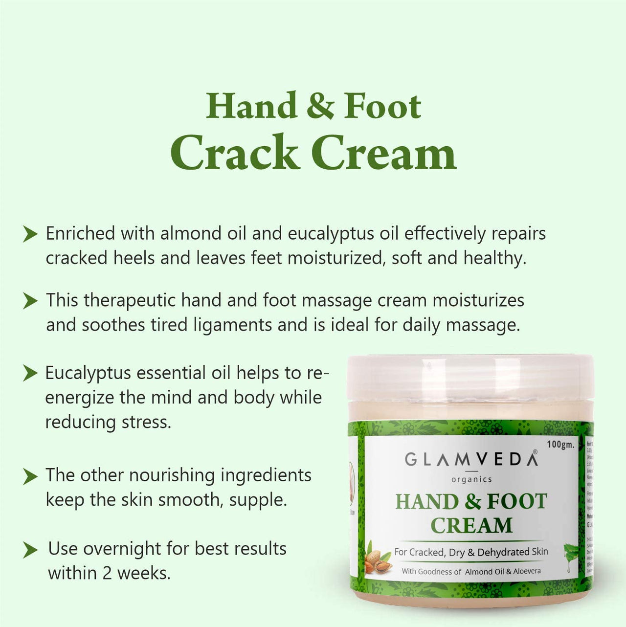 Glamveda Hand & foot crack cream 100 GM For Dry, Rough & Crack Heels & Elbow Ayurvedic Crack Cream, Paraben Free (3)