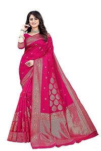 Amazon Brand - Anarva Soft Heavy & Cotton Silk Sarees for women, Beautiful saree free size with unstitched Blouse Piece