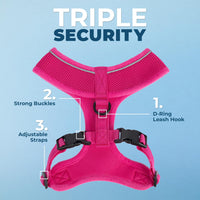 Aerolite No Pull Mesh Dog Harness with Lightweight, Soft, Breathable Chest Coverage, Reflective Stitching, and Adjustable Straps for Walking, Running, Training, Heavy Duty and Durable - Fuchsia, M