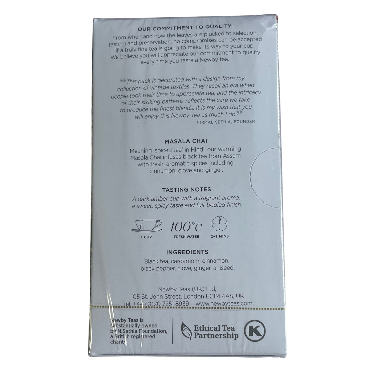 Newby Masala Chai | 25 Tea Bags | Black Tea Enriched With Cardamom, Cinnamon, Black Pepper, Clove, Ginger, Aniseed | 50 gms