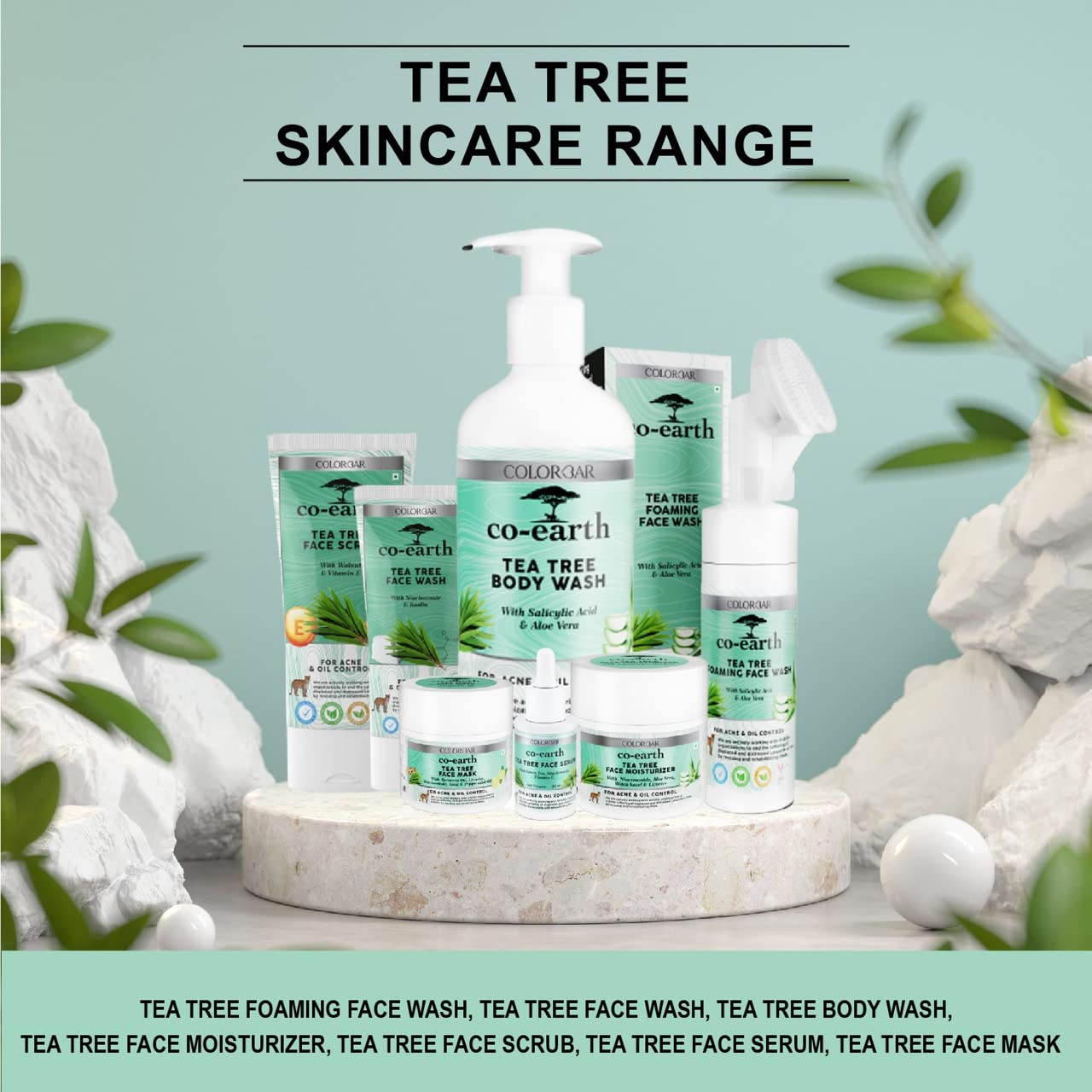 Colorbar Co-earth Tea Tree Face Mask 100g I For acne prone and oily skin I Goodness of Tea Tree and Turmeric Oil I Antibacterial I Purify skin