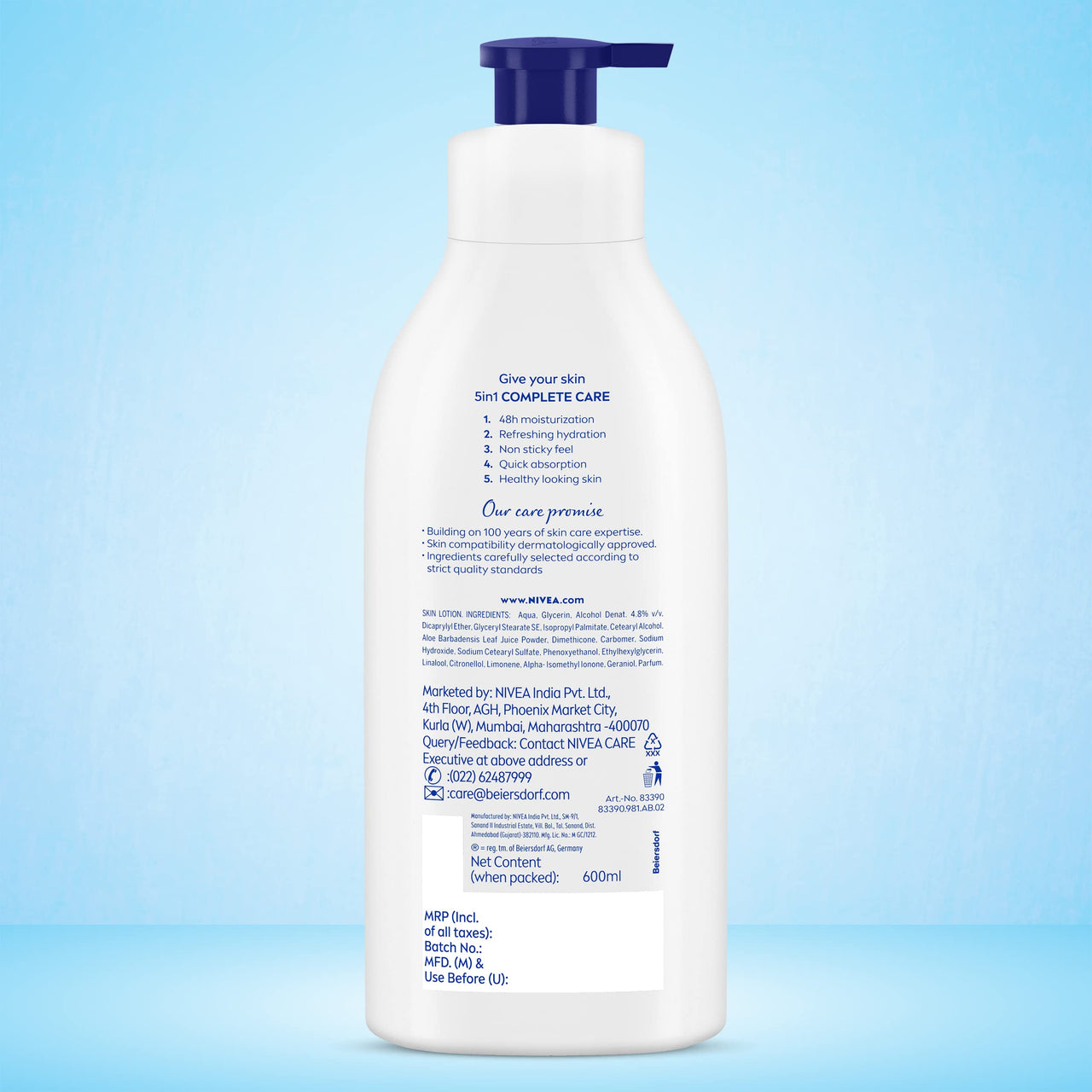 NIVEA Aloe Hydration Body Lotion 600 ml | 48 H Moisturization | Refreshing Hydration | Non Sticky Feel | With Goodness of Aloe Vera For Instant Hydration In Summer | For Men & Women (Pack of 2)