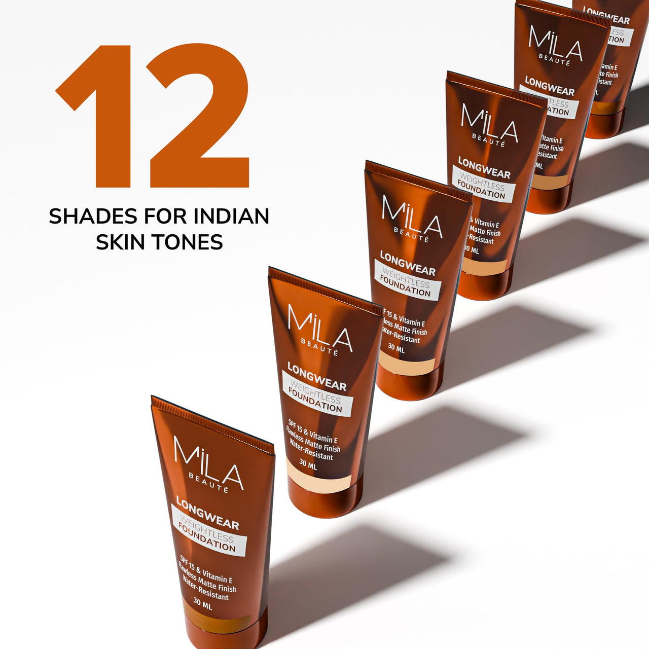 Mila Beauté Longwear Weightless Foundation | Matt Finish With SPF 15 and Vitamin E | Water Resistant Buildable Formula & Super Light | Liquid Foundation | Shade - (201 Natural, 30ml)