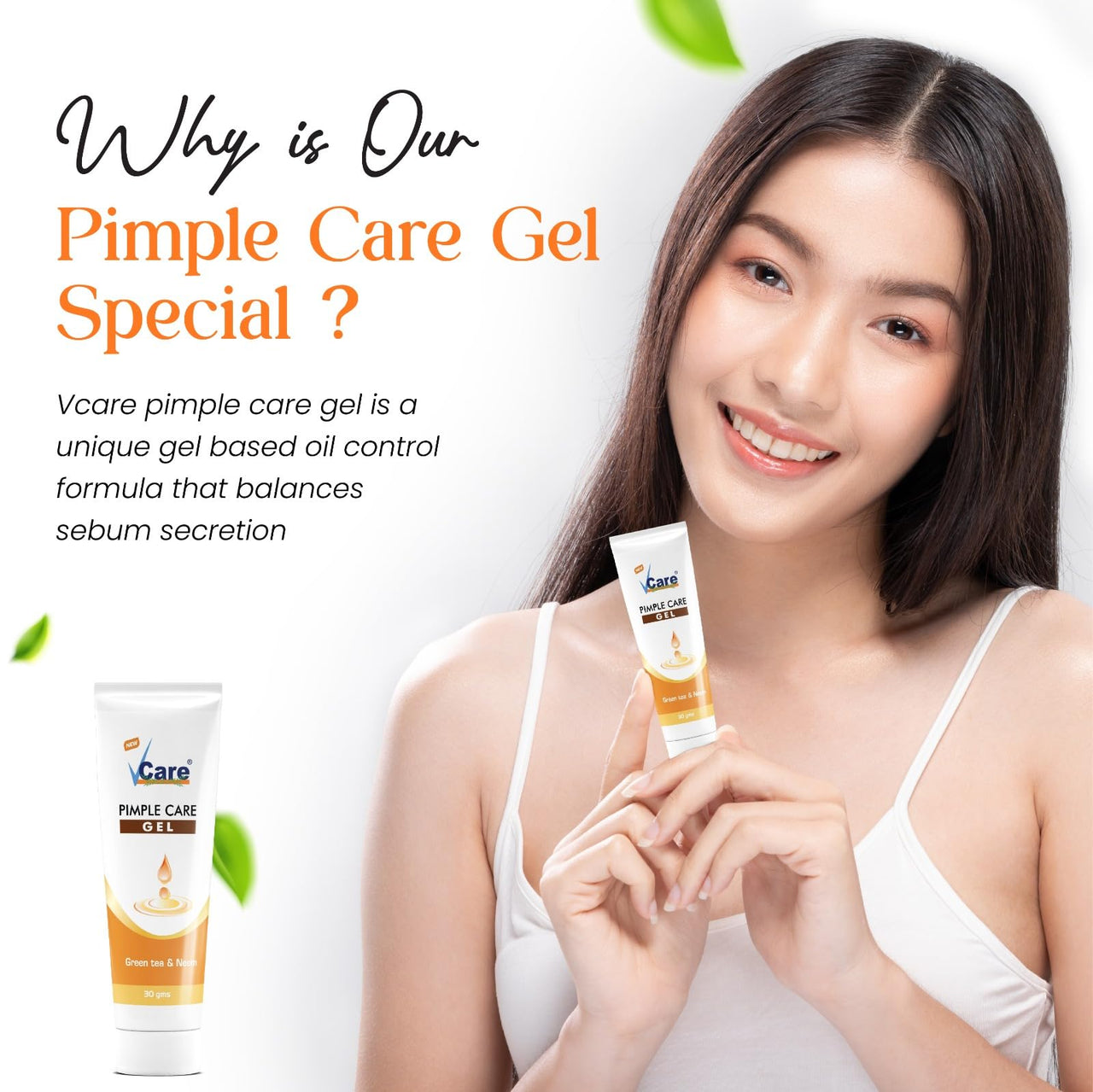 VCare Pimple Care Gel with Pimple Care Face Wash - 30g - 50g combo pack of 1