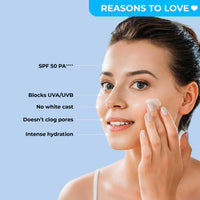SOKU Sun Protection Broad Spectrum Sunscreen For All Skin Type SPF 50 PA+++ | Hyaluronic Acid & Guava Extract | UVA/UVB & Blue Light Protection | No White Cast | For Unisex | 50 ML