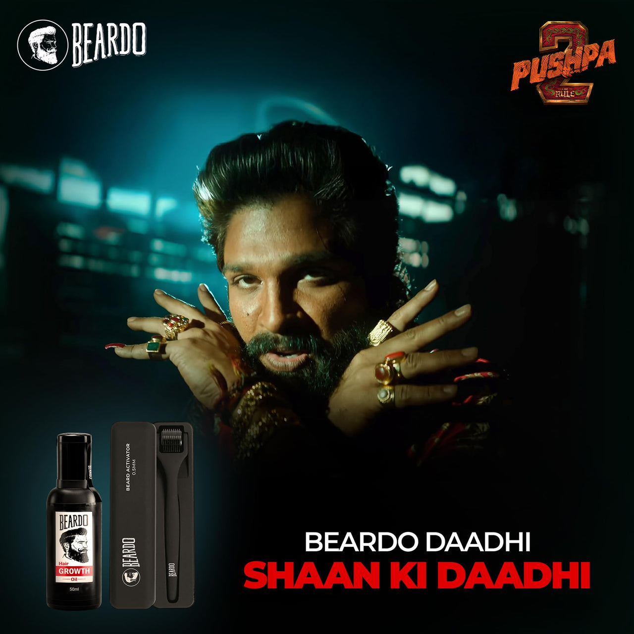 Beardo Beard & Hair Growth Oil 50ml & Derma Roller For Hair Growth 0.5 mm| Dermaroller | For Thicker & Longer Beard | Uneven, Patchy & Fast Beard Growth | For Stronger & Fuller Beard Hair