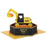 Hallmark Paper Wonder Pop Up Birthday Card for Kids (Construction Excavator) Yellow