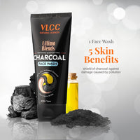 VLCC Ultimo Blends Charcoal Face Wash - 100ml - Whitening & Detoxifying, Acne Control, Exfoliation, Whitening with Activated Charcoal & Aloe Vera Extract