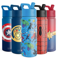 Simple Modern Marvel Avengers Water Bottle with Straw Lid | Insulated Stainless Steel Reusable Tumbler Gifts for Teenagers, Men | Summit Collection | 18oz, Avengers Heroes