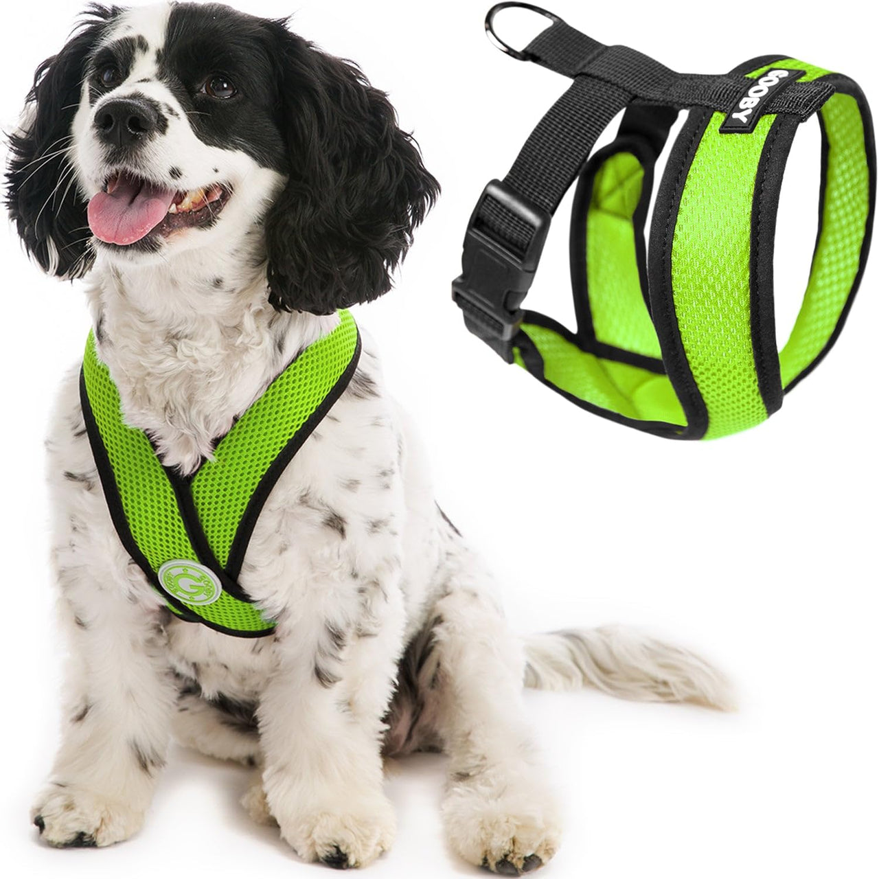 Gooby Comfort X Head In Harness - Green, Large - No Pull Small Dog Harness, Patented Choke-Free X Frame - Perfect on the Go Dog Harness for Medium Dogs No Pull or Small Dogs for Indoor and Outdoor Use Large Chest (17-22.5")