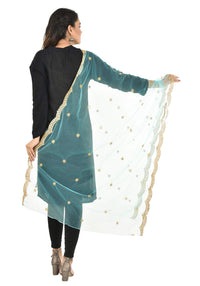 YOUTHQUAKE Heavy Embellished Plastic Mirror Net Dupatta for Womens & Girls